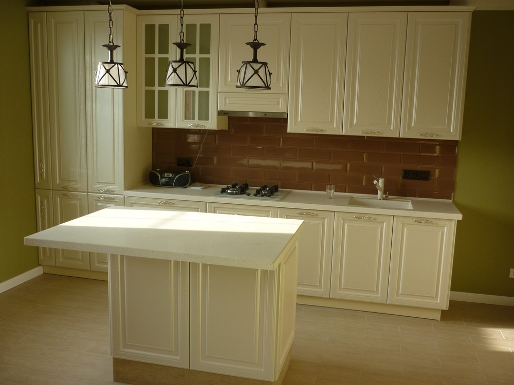 Белый кухонный гарнитур-Кухня МДФ в эмали «Модель 308»-фото1